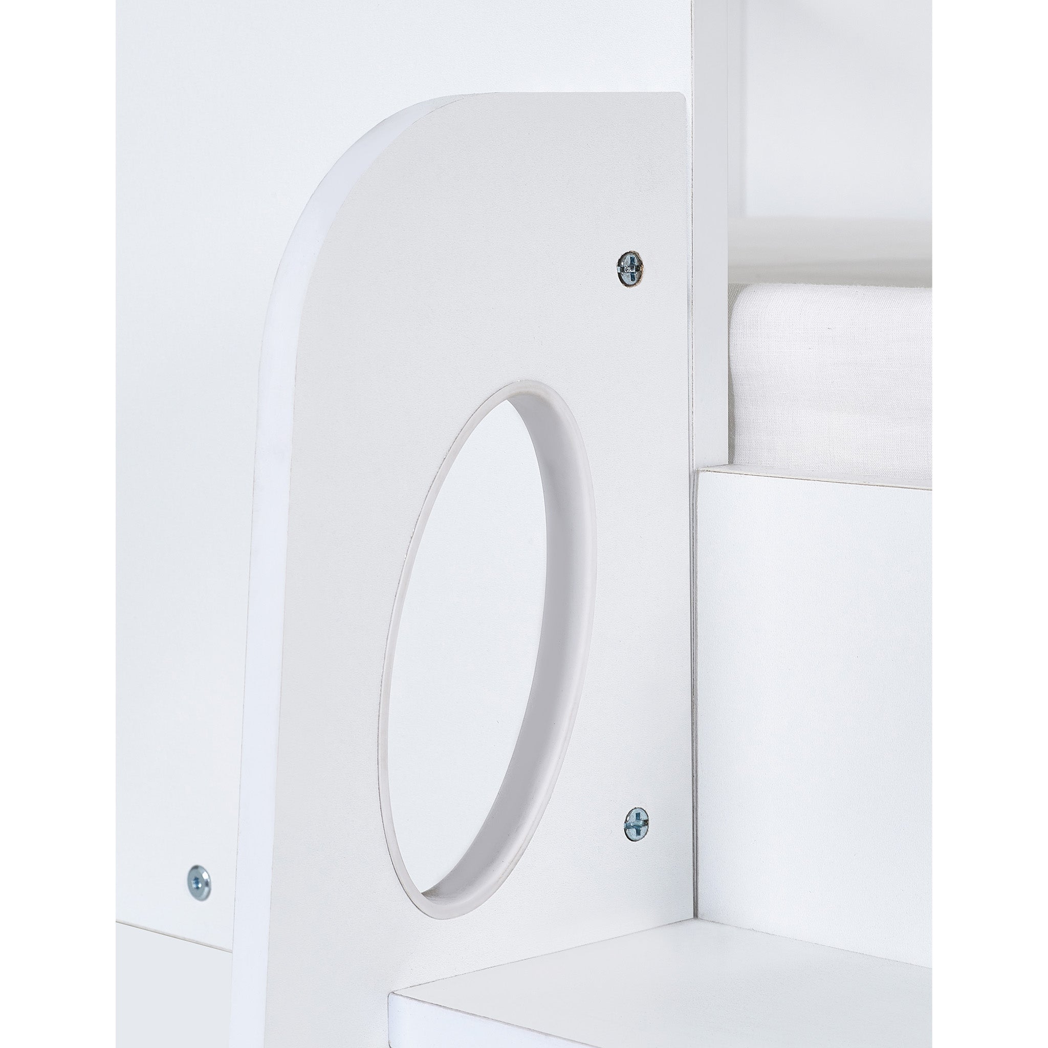 House Style Midsleeper Bed with Storage in White